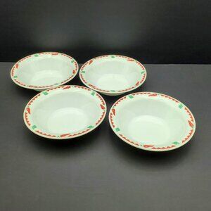 Corelle Fiesta Red Hot Chili Peppers Rim Cereal Bowl Salsa Dip Sauce Snack Bowls